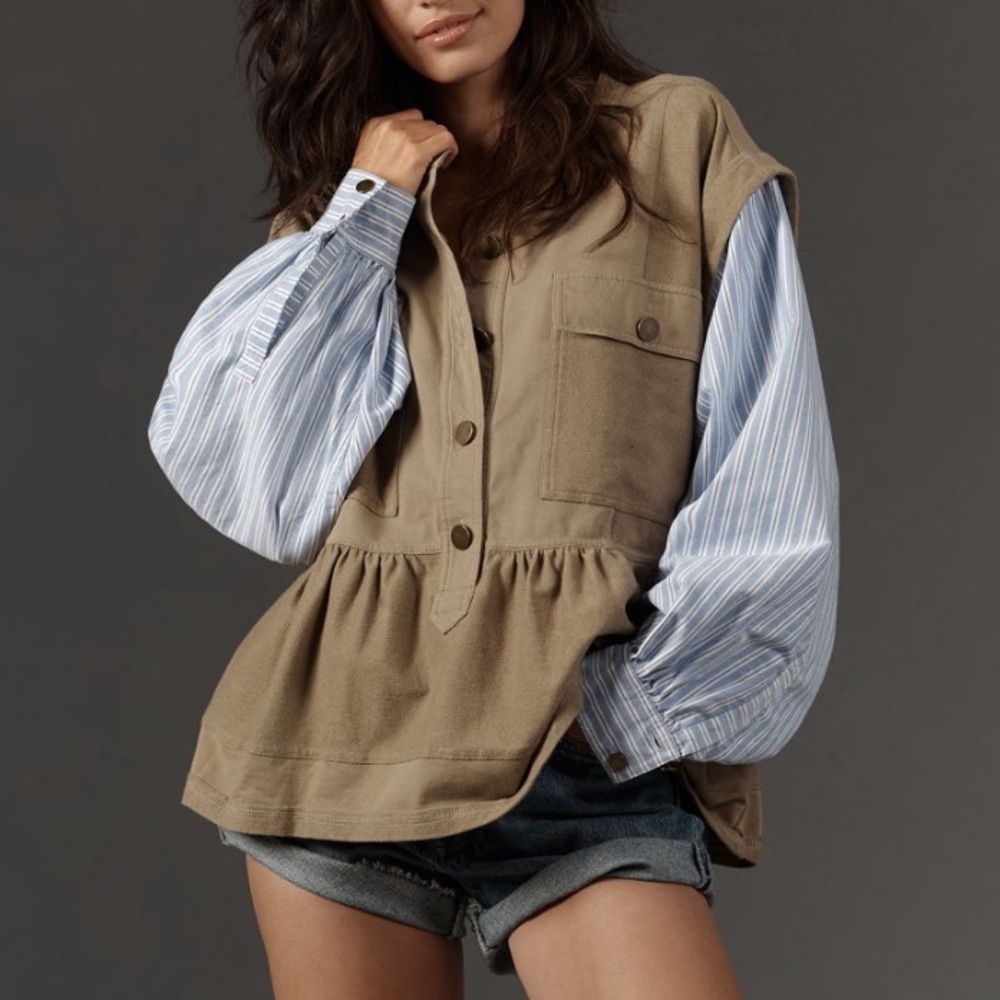 Anthropologie Pilcro Short Sleeve Knit Babydoll Shacket